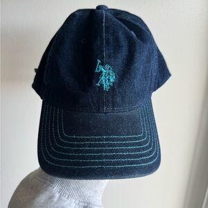 Navy Baseball Cap with Teal Pony
